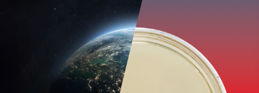 Split-screen composition with Earth and a Petri dish Split-screen composition with Earth and a Petri dish